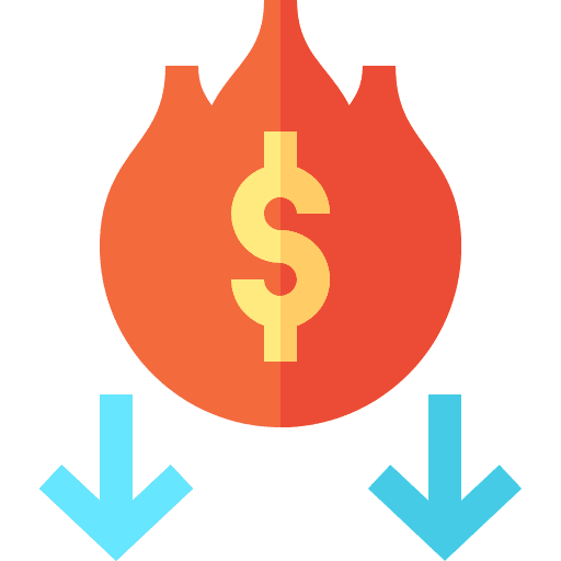 Deflation business and finance flame dollar icon Deflation business and finance flame dollar icon