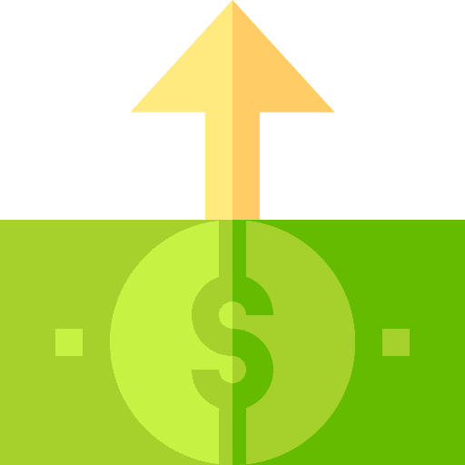 Investing money up arrow business and finance icon Investing money up arrow business and finance icon