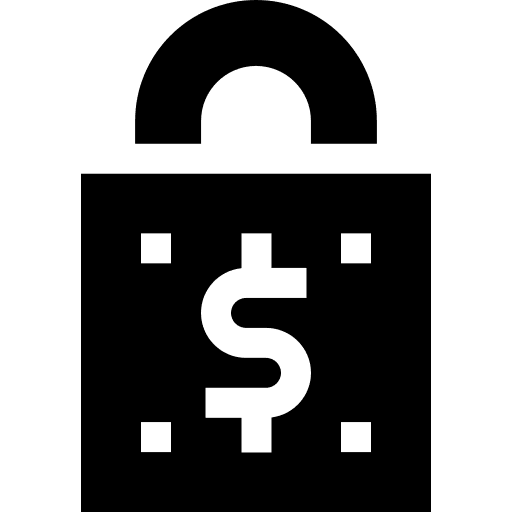 Money coin padlock banking icon
