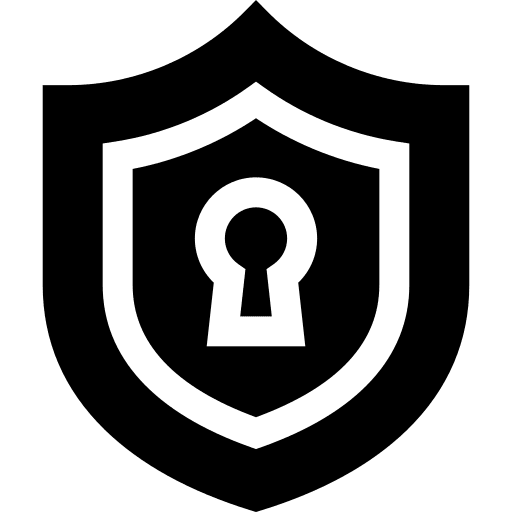 Shield keyhole security block icon