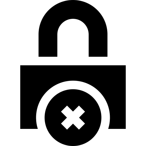 Unprotected unprotected cross keyword icon