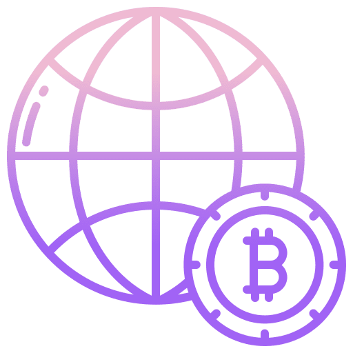 Globe worldwide bitcoin cryptocurrency icon