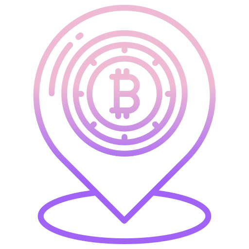Map blockchain map bitcoin icon