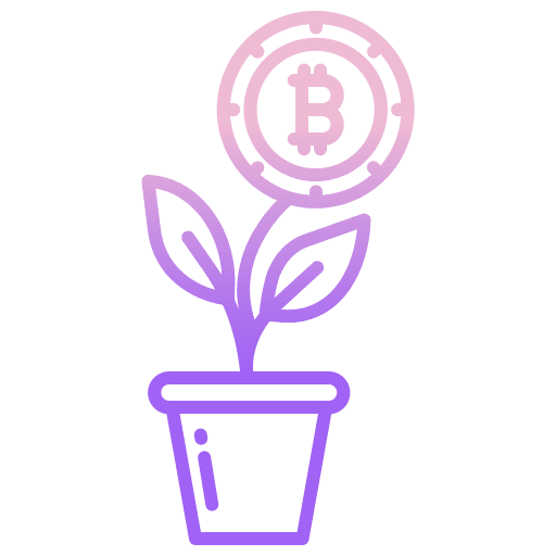 Plant bitcoin grow up plant pot icon