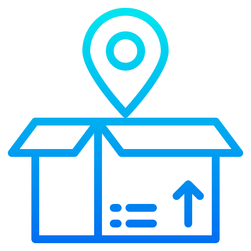 Location shipping box package icon Location shipping box package icon
