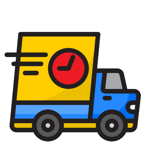 Fast delivery vehicle clock logistic icon Fast delivery vehicle clock logistic icon