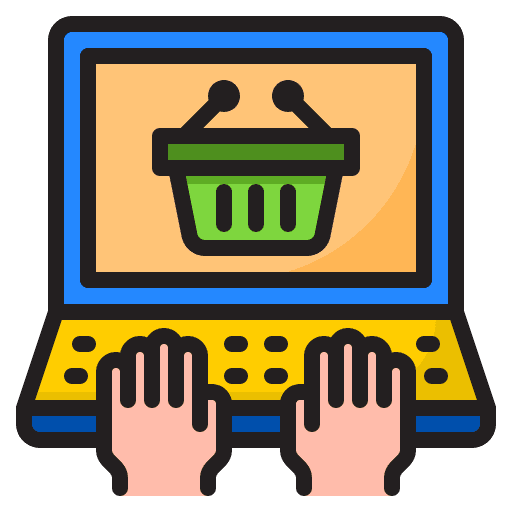 Online shopping shopping basket online shopping laptop icon Online shopping shopping basket online shopping laptop icon