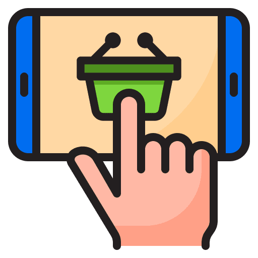 Online shopping hand touch ecommerce icon Online shopping hand touch ecommerce icon