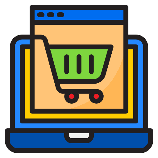 Online shopping laptop commerce and shopping electronics icon Online shopping laptop commerce and shopping electronics icon