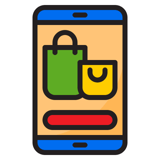 Online shopping smartphone online shopping shopping bag icon Online shopping smartphone online shopping shopping bag icon