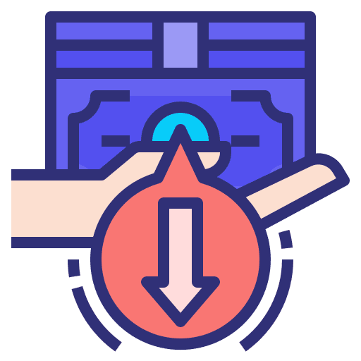 Wage decrease pay wage icon Wage decrease pay wage icon
