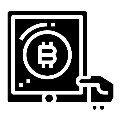 Bitcoin hand online cryptocurrency icon