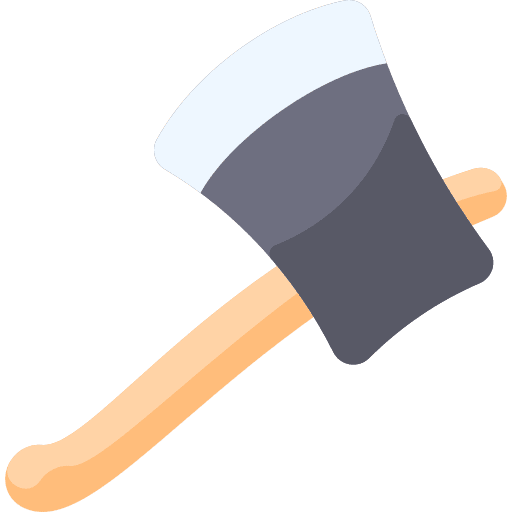 Axe woodcutter cutting tool construction and tools icon