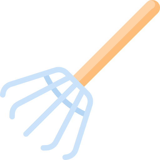 Rake fork rake gardening tool icon