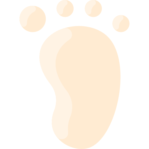 Footprint kid and baby footprint barefoot icon