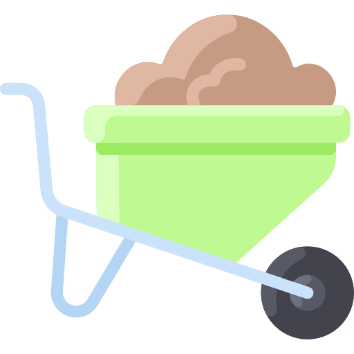 Wheelbarrow gardening tools trolley icon