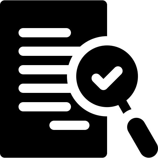 Audit verification information magnifying glass icon