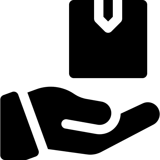 Supplies shipping and delivery hand transfer icon