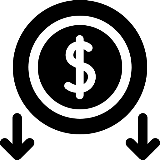 Reduce currency down down arrow icon