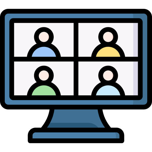 Online meeting user computer communications icon Online meeting user computer communications icon