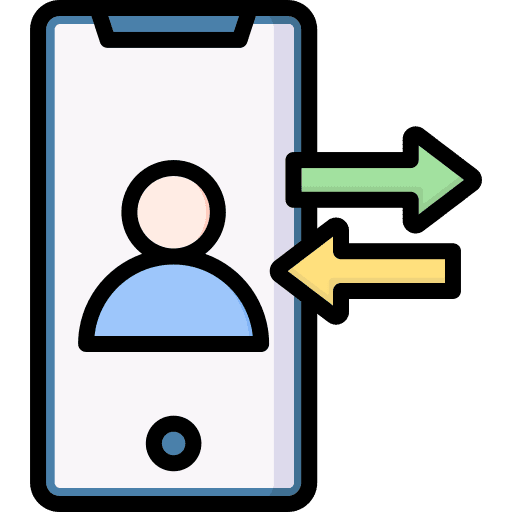 Smartphone left and right arrows transfer communications icon Smartphone left and right arrows transfer communications icon