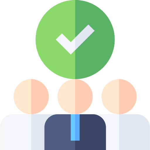 Staff business and finance success check mark icon