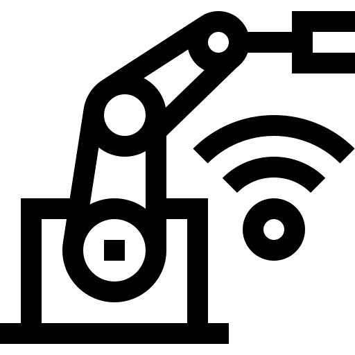 Automation electronics wifi connection mechanical arm icon Automation electronics wifi connection mechanical arm icon