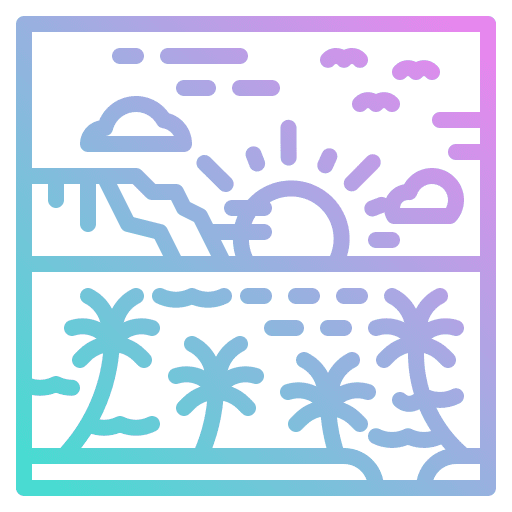 Sunset summer sea beach icon