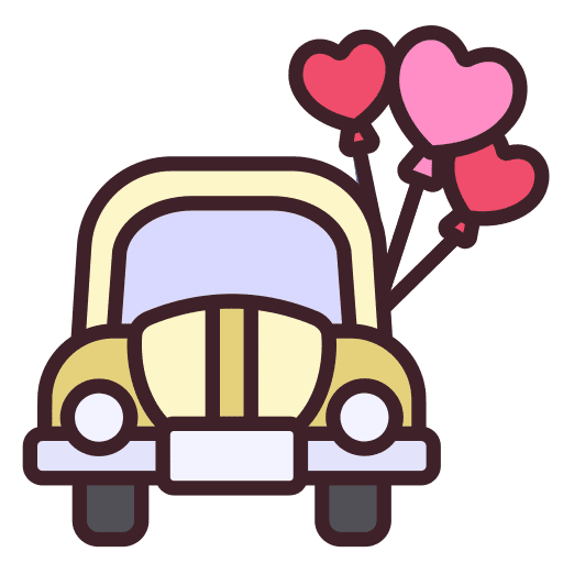 Wedding car just married transportation valentines day icon