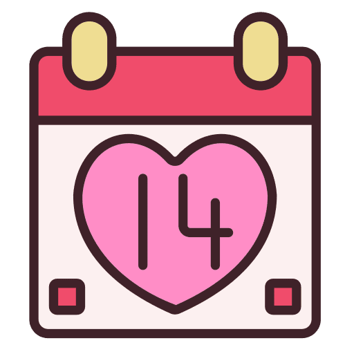 Valentines day heart february 14 date icon Valentines day heart february 14 date icon
