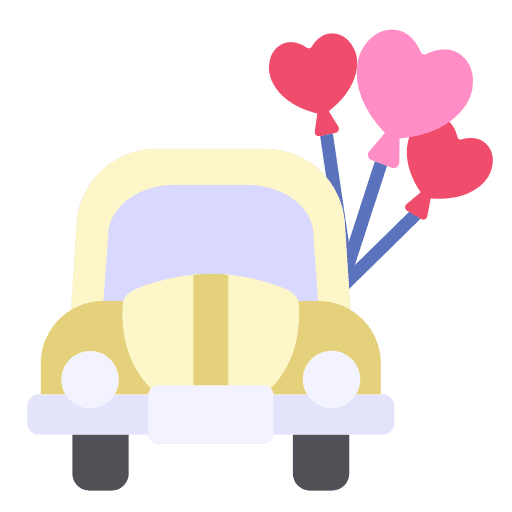 Wedding car wedding car love and romance valentines day icon