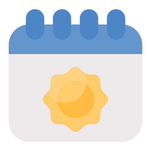 Calendar summer sun time and date icon Calendar summer sun time and date icon