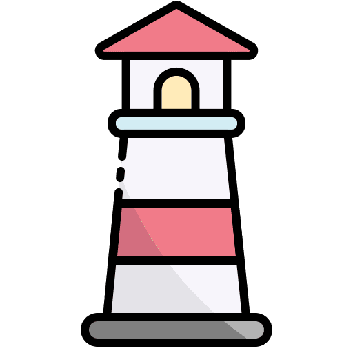 Lighthouse guide light buildings icon