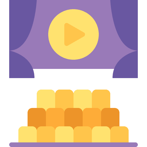 Cinema seats filming play button theater icon