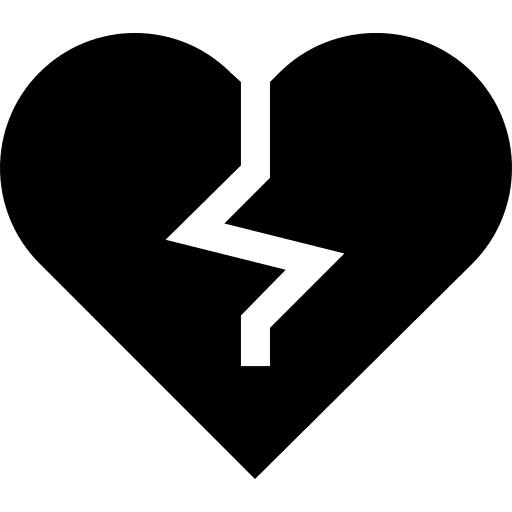 Heartbroken break up love heart icon