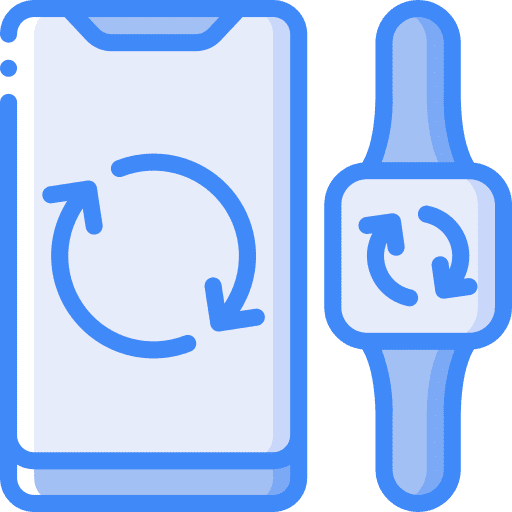 Sync smartwatch smartphone communications icon