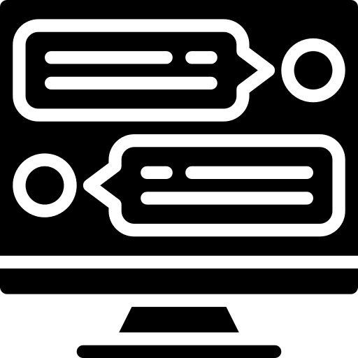 Desktop computer talk speak chat icon Desktop computer talk speak chat icon