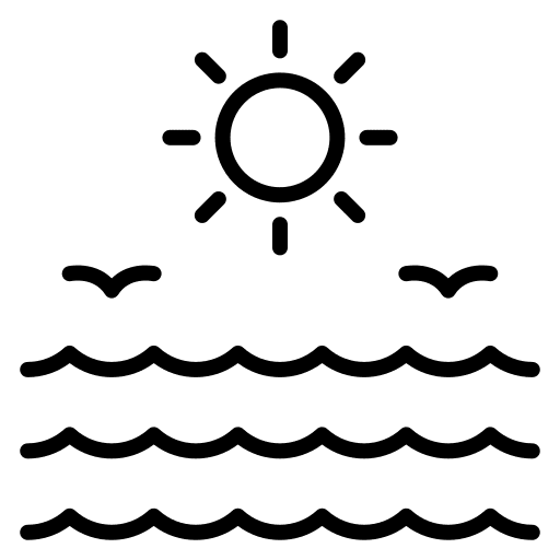 Ocean sun river weather icon