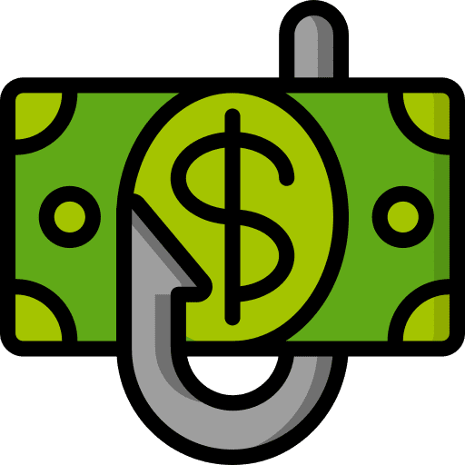 Cash bait fraud scam icon