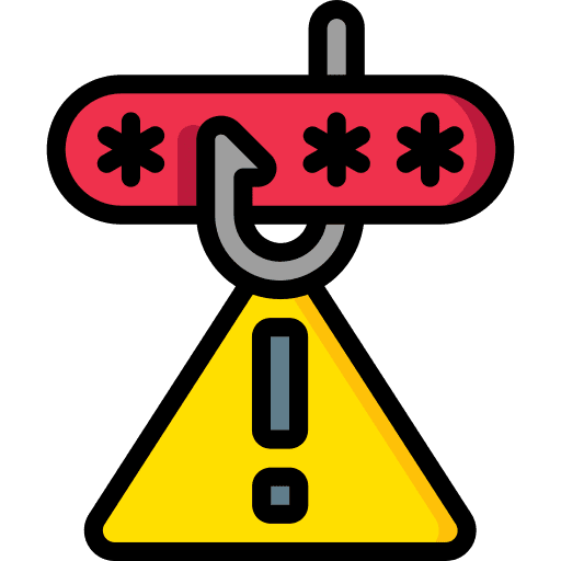 Warning phishing fishing bait icon
