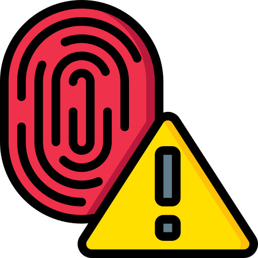 Alert biometric identification log in warning icon