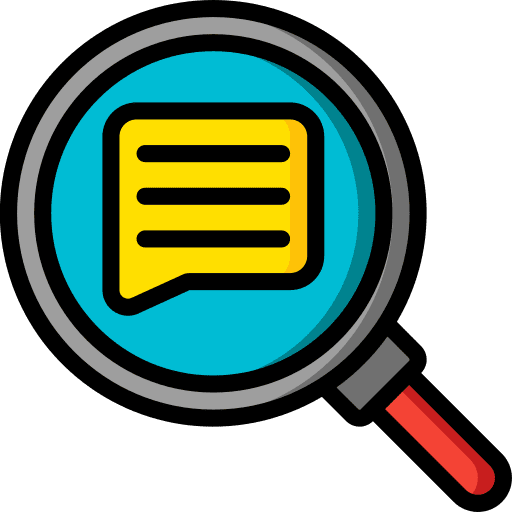 Magnifying glass private access conversation viewing icon