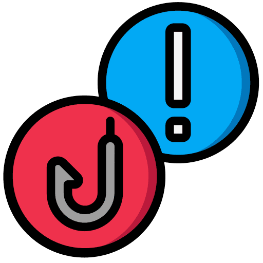 Alert personal information hook malware icon