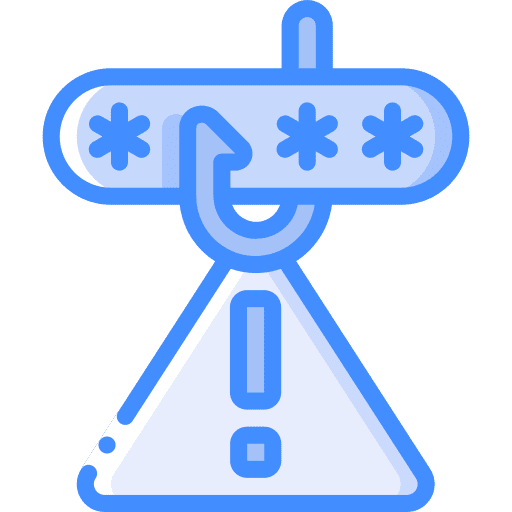 Warning hook attack password icon