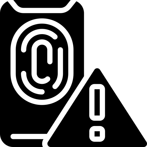 Smartphone fingerprint warning error icon