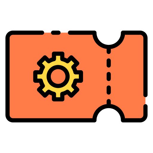Support ticket gear customer service support ticket icon
