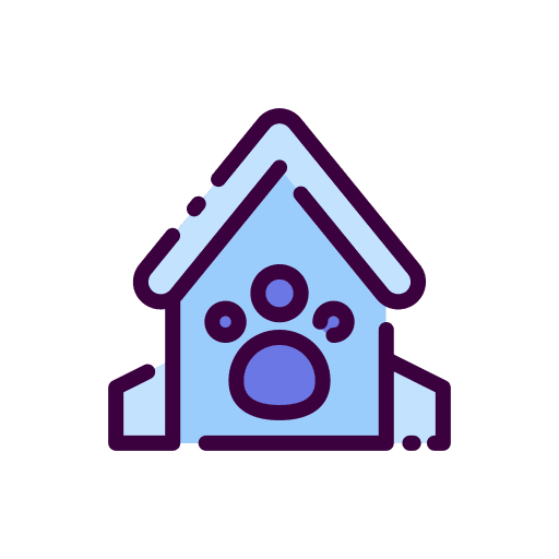 Animal shelter pet dog house home icon