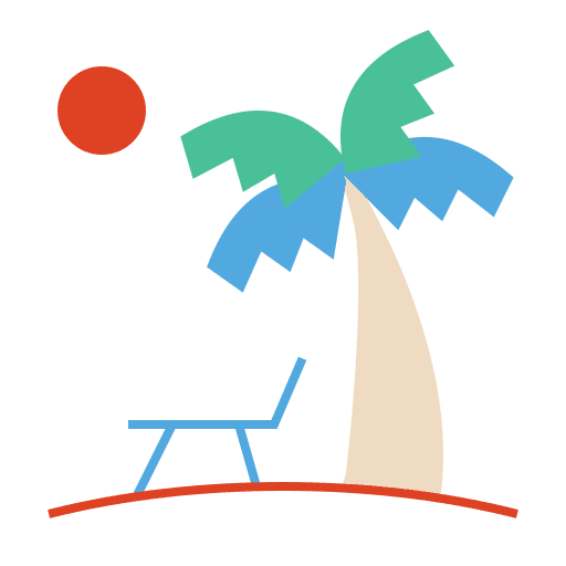 Beach sunset summer trip icon