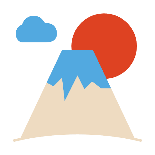 Mount fuji landmark nature sun icon