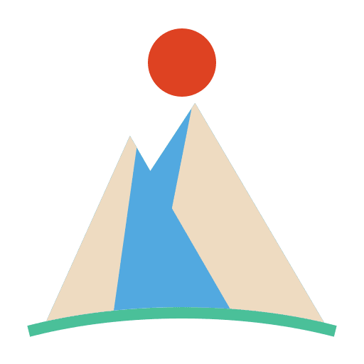 Mountain landscape ecology and environment sun icon